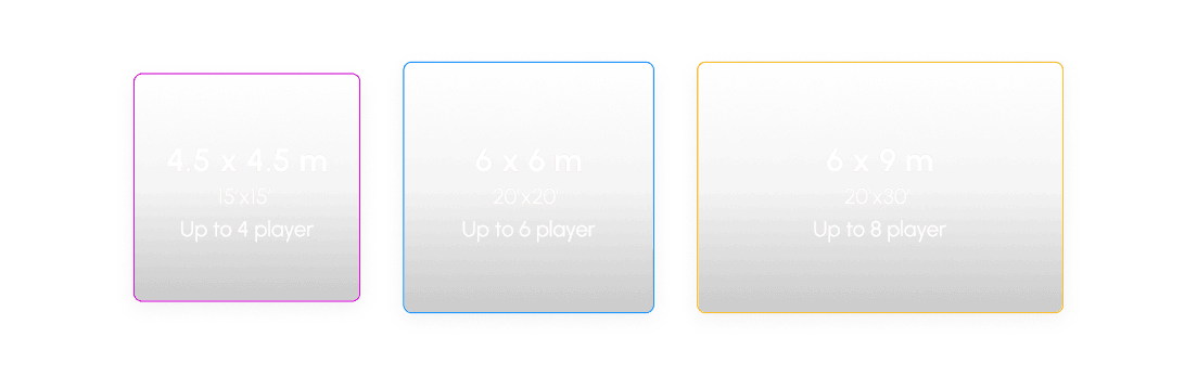 Three VR arena sizes to choose from